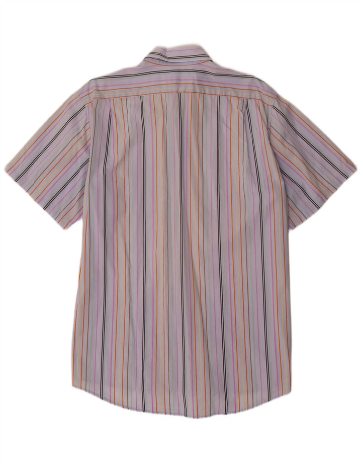 LACOSTE Camisa de manga corta para hombre Talla 43 Grande Algodón a rayas multicolor