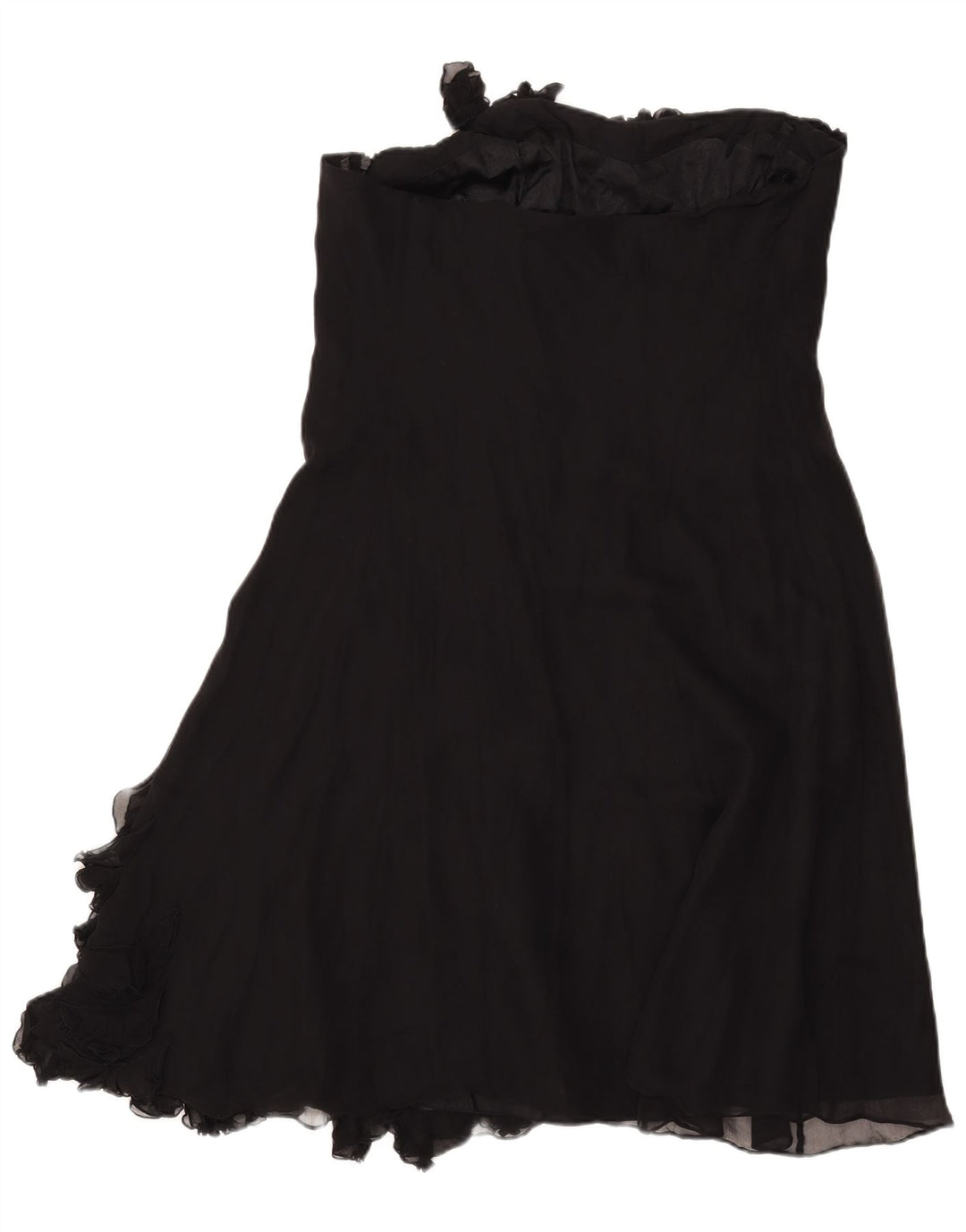 Coast Vestido sin Tirantes con Volantes en la Parte Delantera para Mujer UK 40 XL Seda Negra