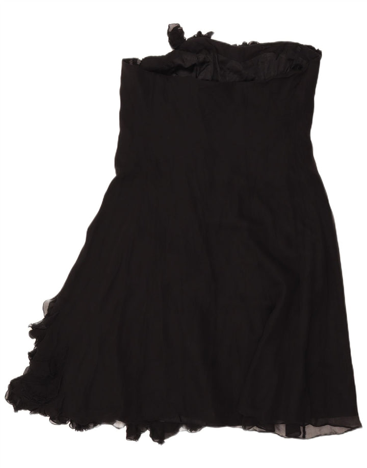 Coast Vestido sin Tirantes con Volantes en la Parte Delantera para Mujer UK 40 XL Seda Negra