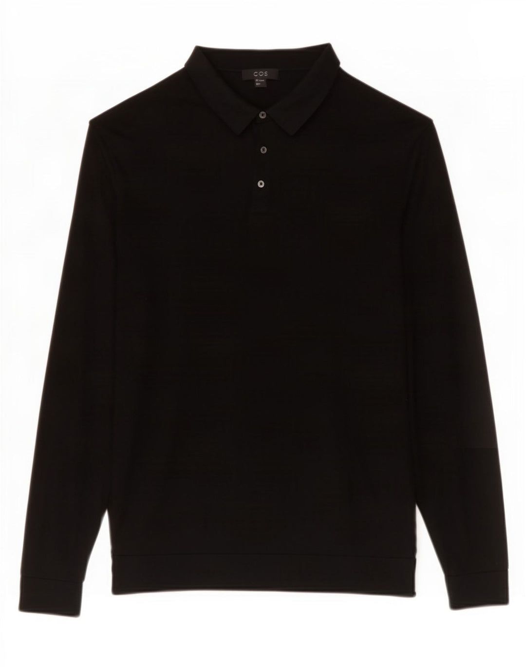 Cos - Jersey de cuello polo para hombre, talla grande, seda negra