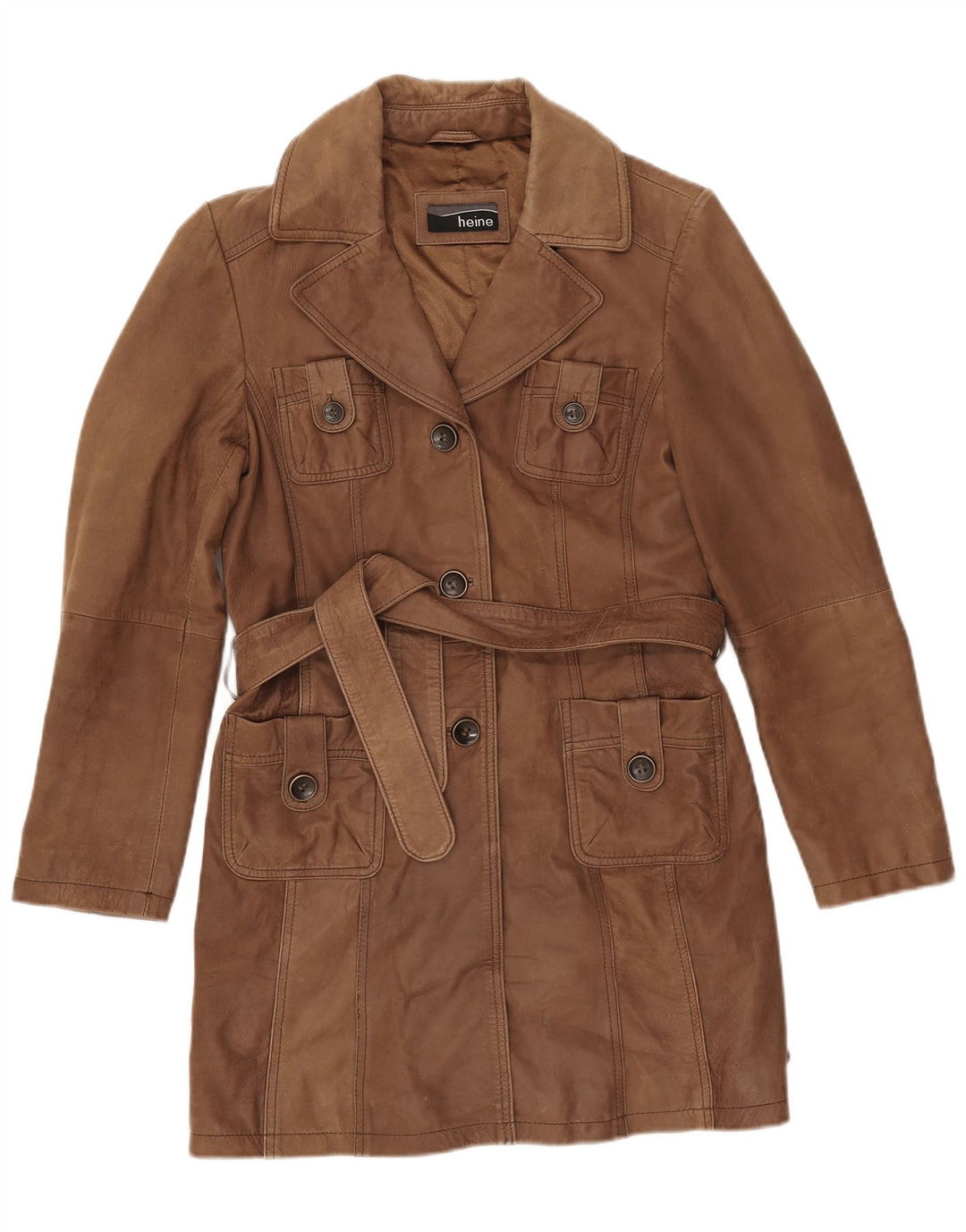 HEINE Abrigo de cuero para mujer IT 38 XS Cuero marrón