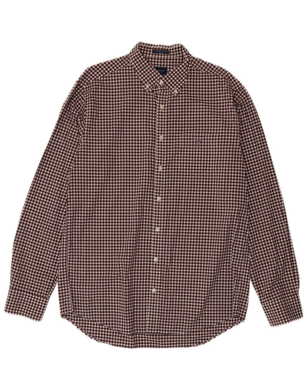 Camisa Gant para hombre talla 41/42 16 1/2 grande algodón a cuadros color burdeos