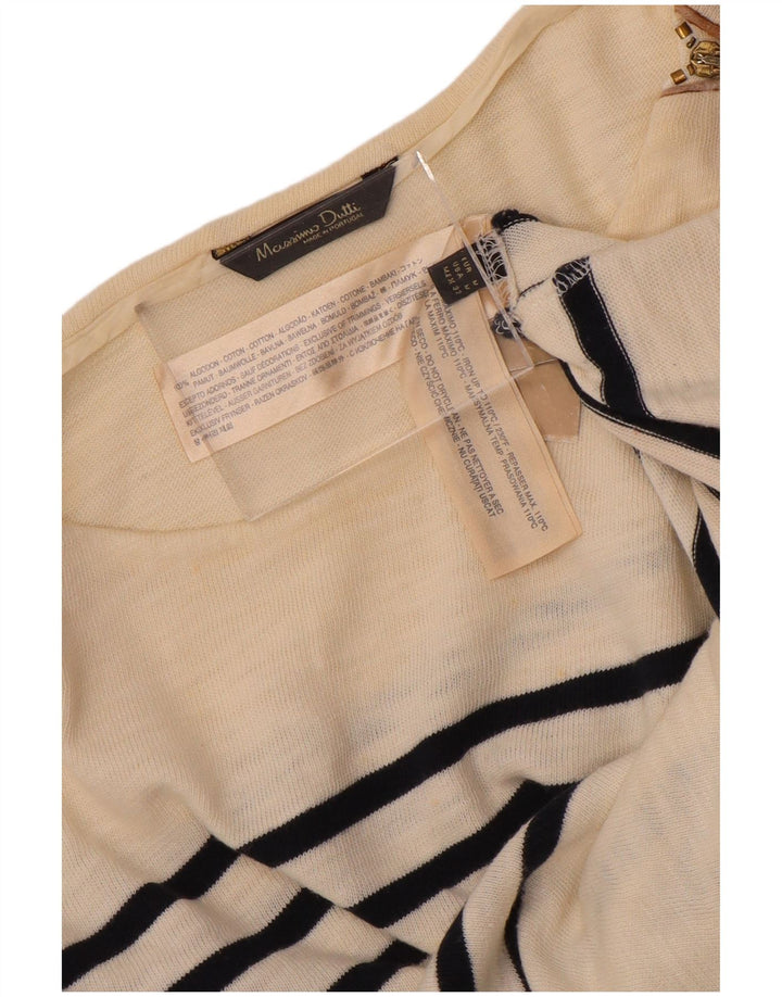 Massimo Dutti Top Mujer Manga 3/4 UK 40 Medio Algodón Rayas Blanco Roto