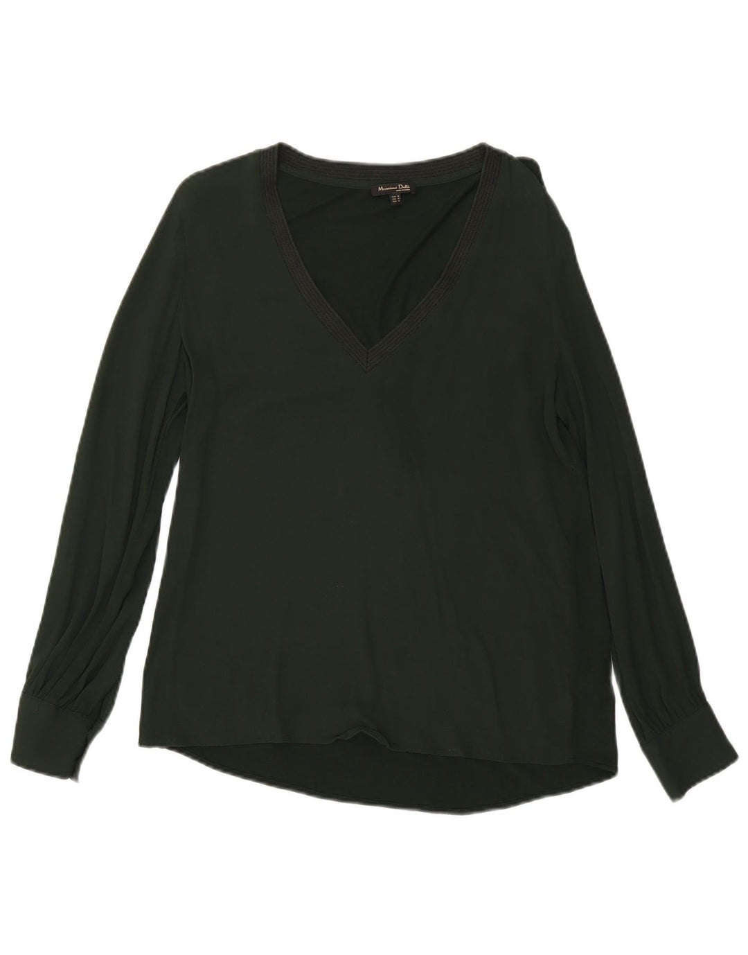 Massimo Dutti Blusa Manga Larga Mujer UK 44 Viscosa Verde Medio