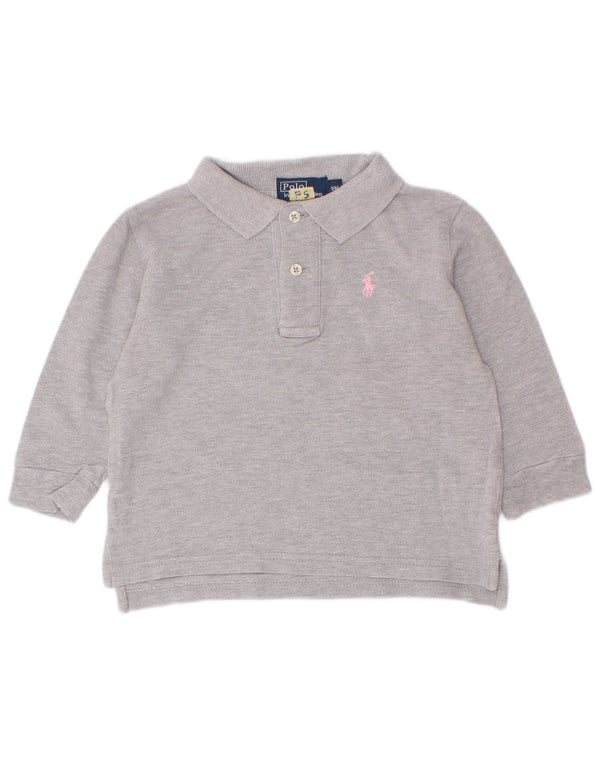 Polo Ralph Lauren Camisa Manga Larga Bebé Niña 12-18 Meses Algodón Gris
