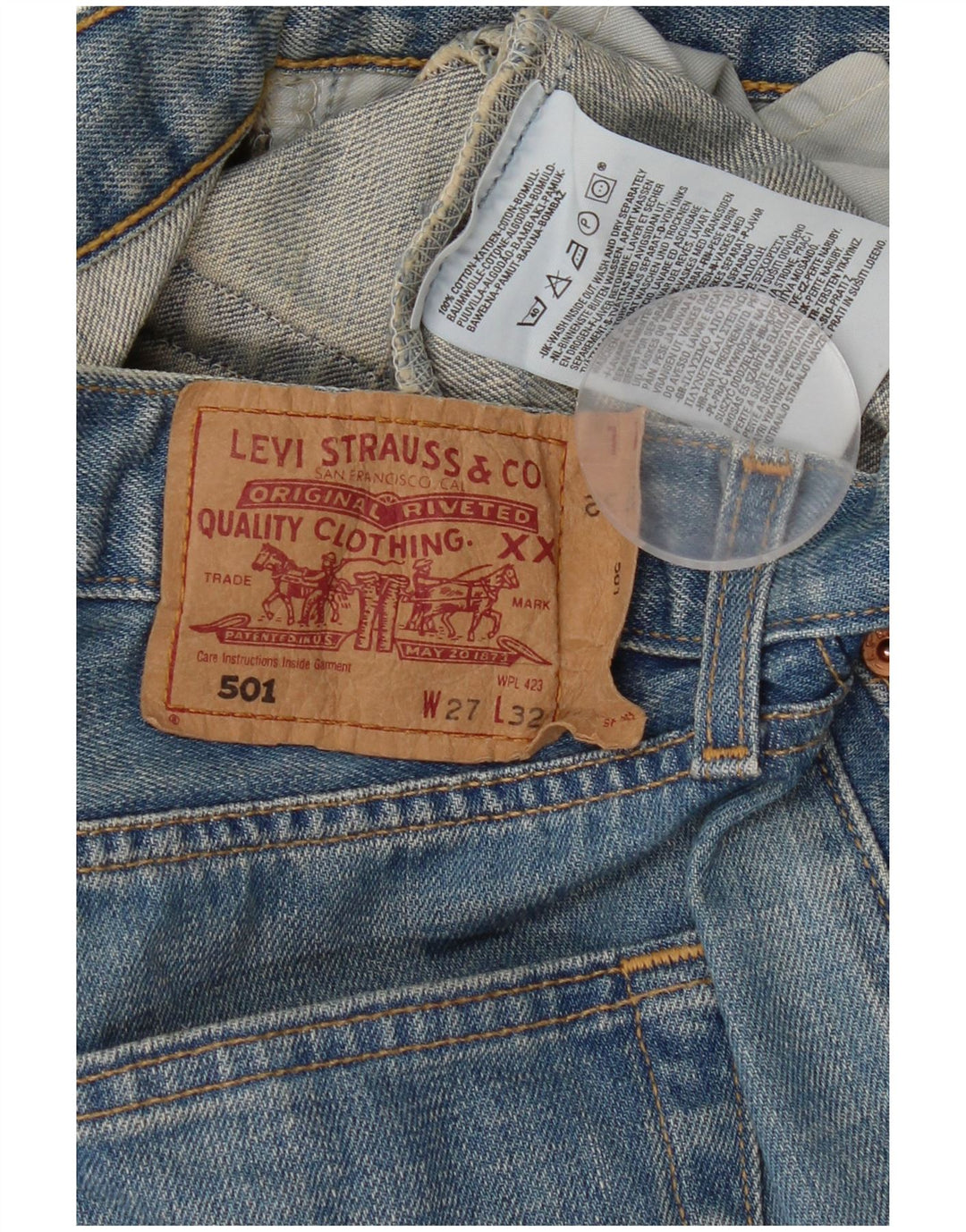 Levi's Hombre 501 Vaqueros Rectos W27 L32 Algodón Azul