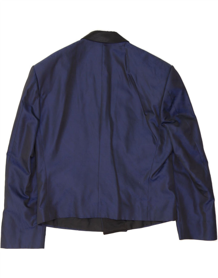EMANI Womens Double Breasted Blazer Jacket UK 14 Medium Navy Blue Vintage Emani and Second-Hand Emani from Messina Hembry 