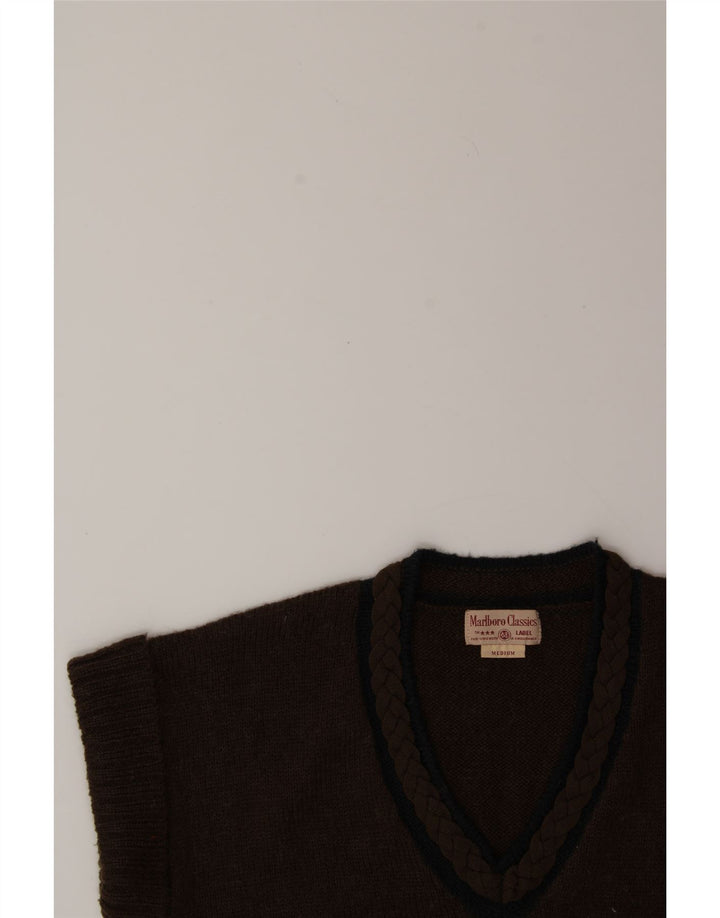 MARLBORO CLASSICS Womens Longline V-Neck Jumper Sweater UK 12 Medium Brown Vintage Marlboro Classics and Second-Hand Marlboro Classics from Messina Hembry 