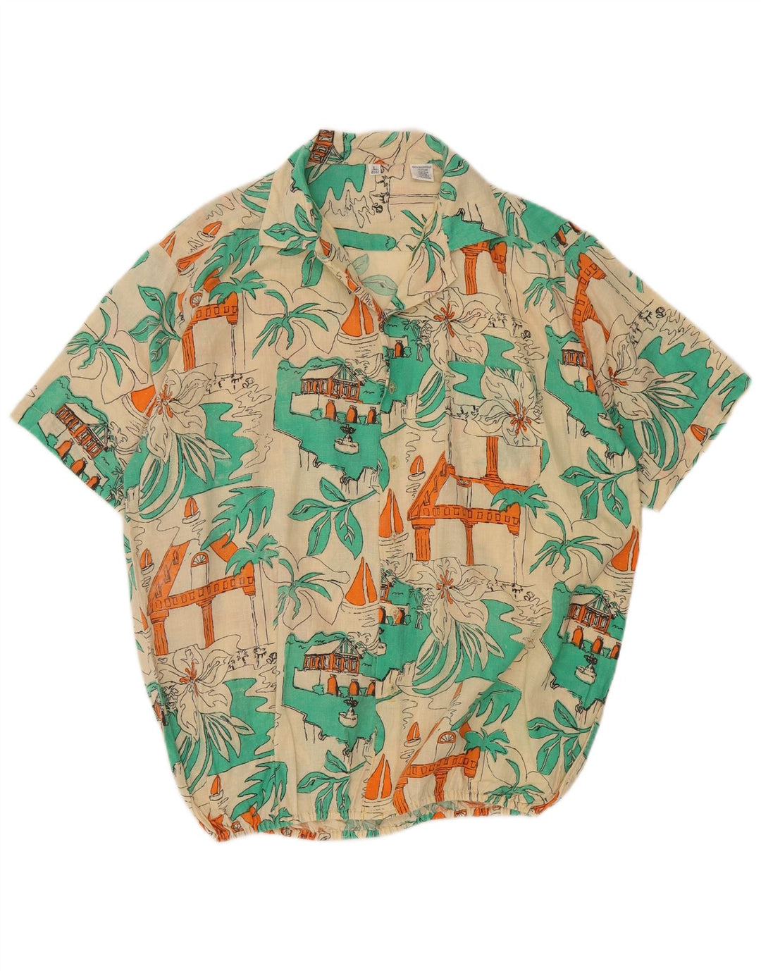 Vintage hombres loco patrón camisa tamaño 41/42 grande multicolor hawaiano