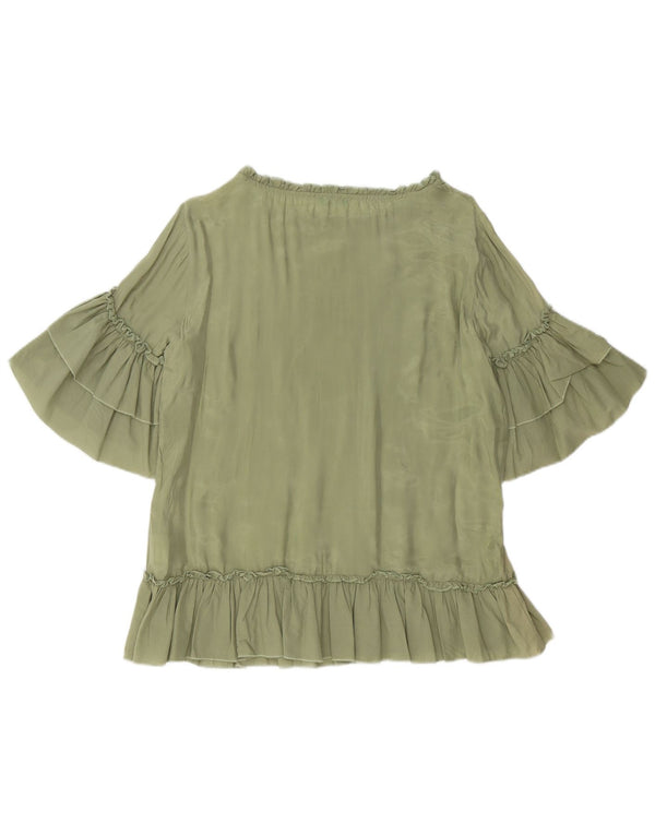 BENETTON Blusa extragrande para mujer UK 10 Small Cupro verde