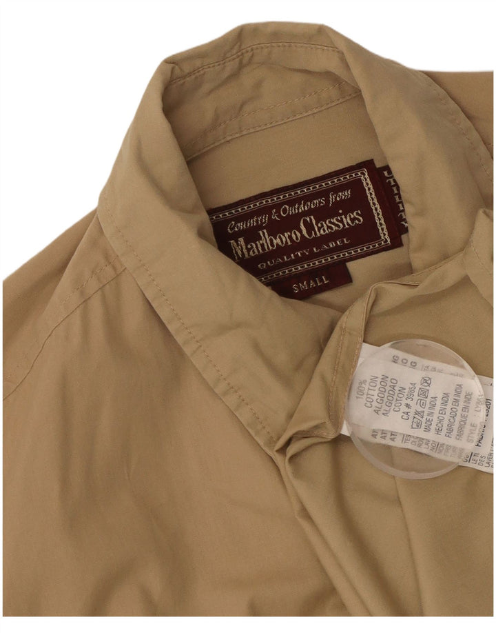 MARLBORO CLASSICS Camisa de manga corta utilitaria para hombre pequeña a rayas beige