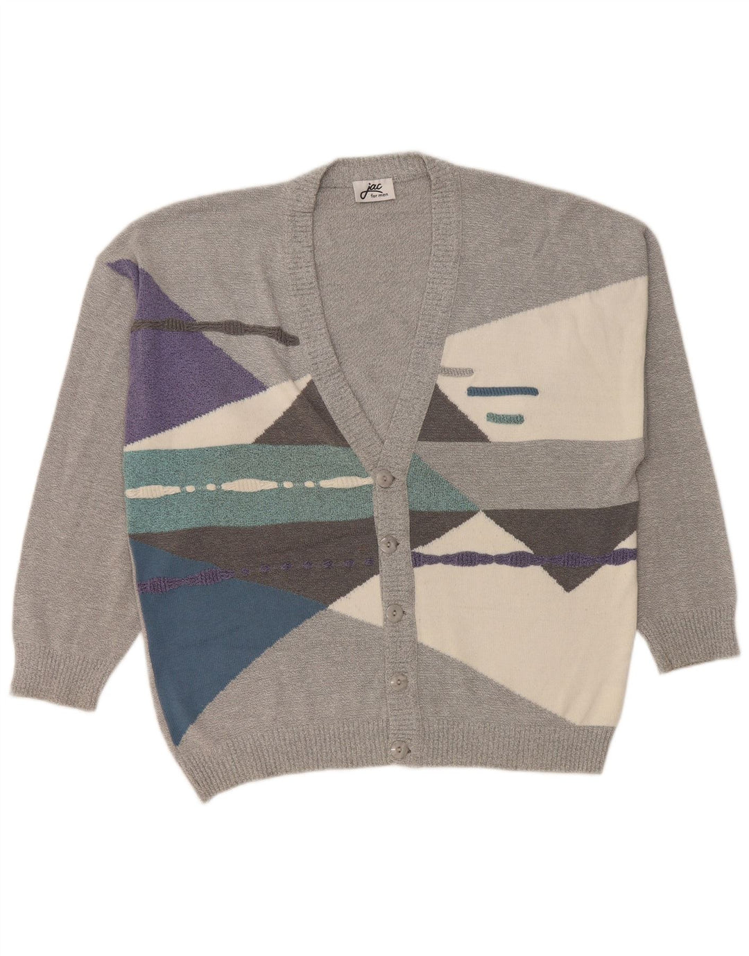 JAC Cárdigan para hombre IT 52 Large Gris Colorblock Algodón
