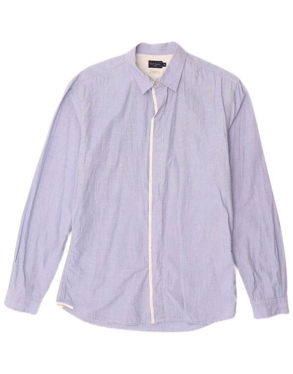 Paul Smith Camisa de corte entallado para hombre de algodón azul medio