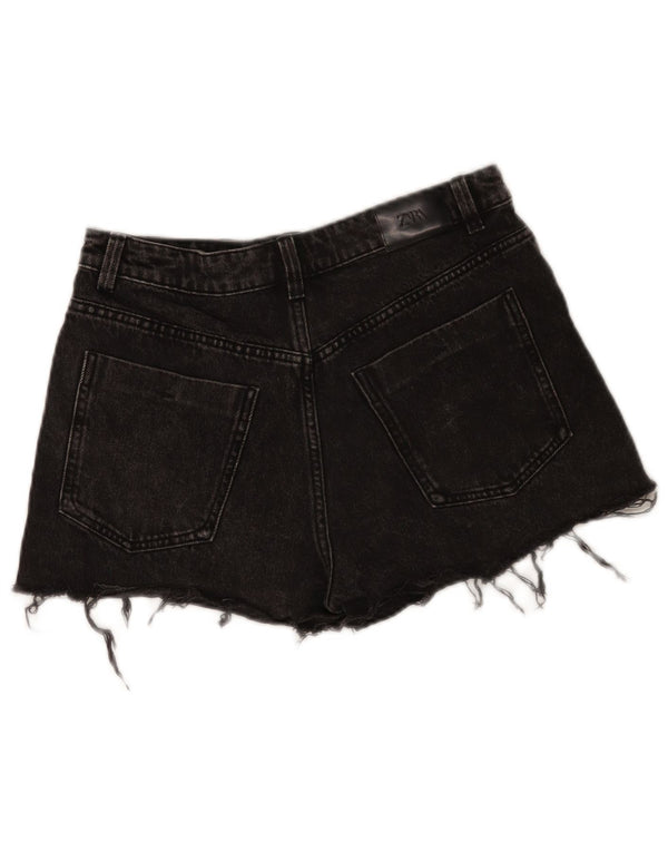 Zara Mujer Shorts Vaqueros EU 40 Medium W30 Algodón Negro