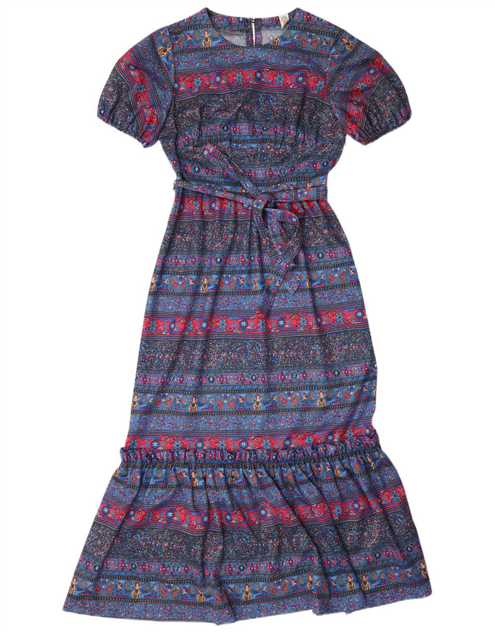 VINTAGE Mujer Maxi Vestido Reino Unido 12 Medio Multicolor Paisley