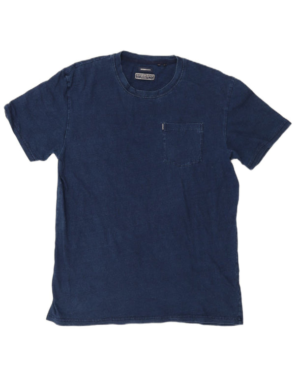 SUPERDRY Hombre Camiseta Top Grande Azul Marino Algodón