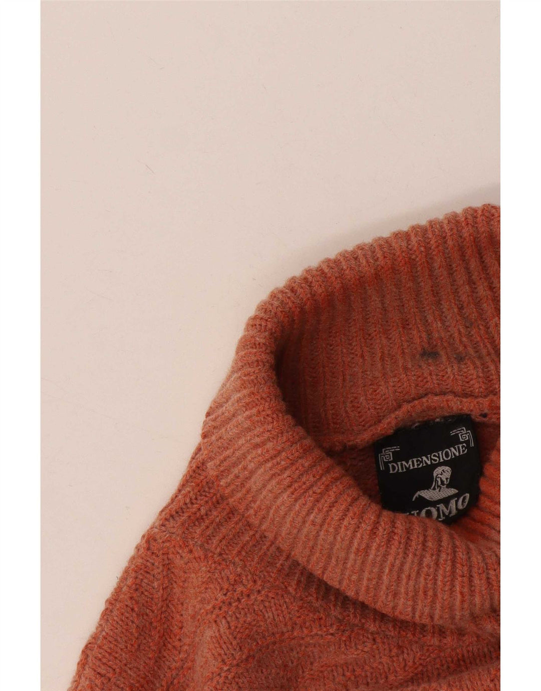 Vintage hombres rollo cuello jersey suéter grande naranja feria isla