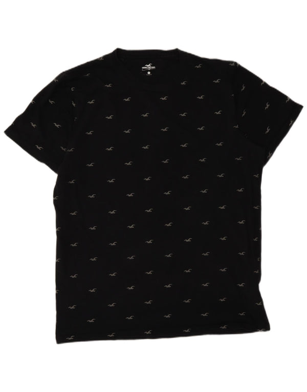 Hollister - Camiseta gráfica para hombre, talla grande, algodón negro
