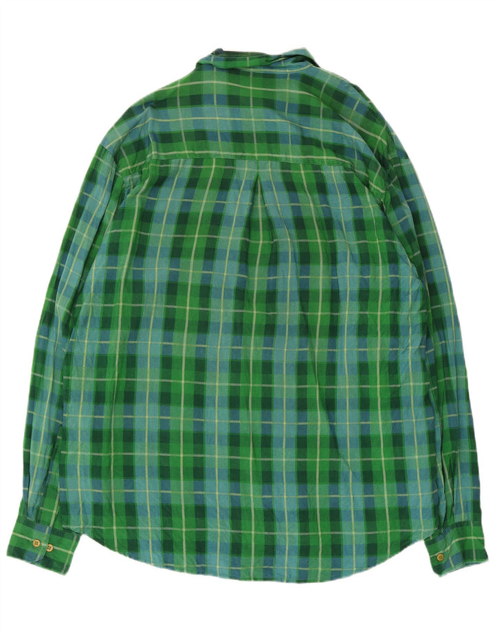Camisa de hombre Via Ardigo de seda a cuadros verde medio