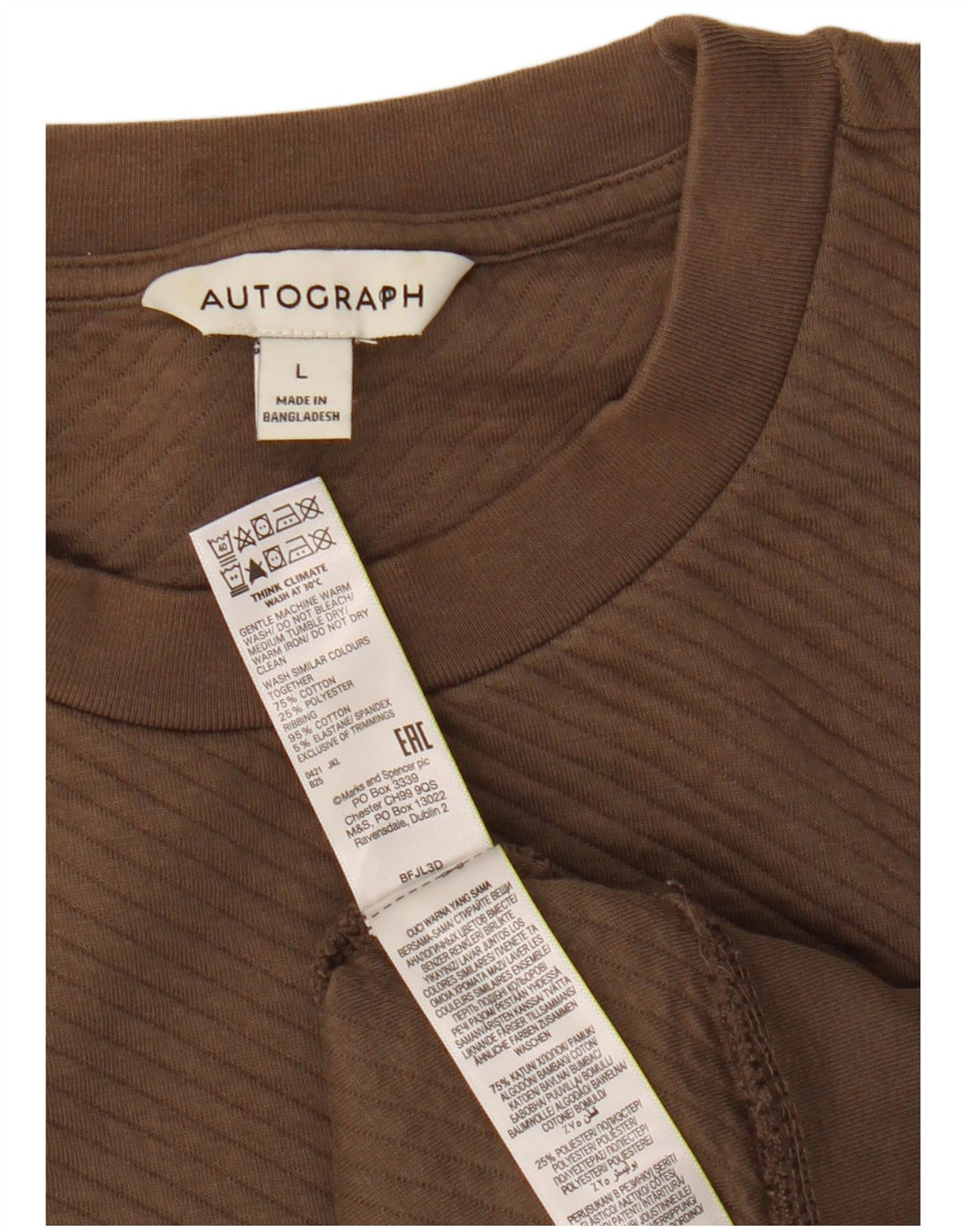 Marks & Spencer Hombre Autograph Sudadera Jumper Grande Algodón Marrón
