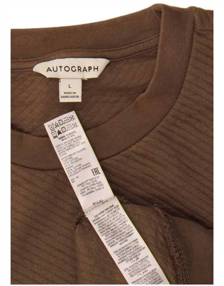 Marks & Spencer Hombre Autograph Sudadera Jumper Grande Algodón Marrón