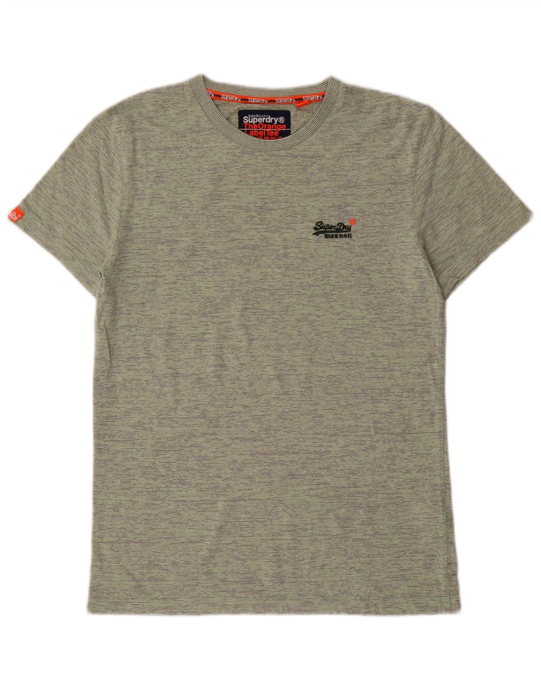 Superdry Hombre Camiseta Top Algodón A Rayas Verde Medio