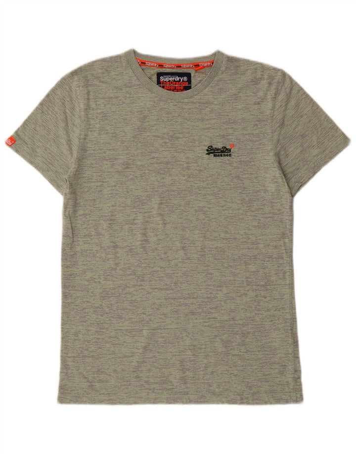 Superdry Hombre Camiseta Top Algodón A Rayas Verde Medio