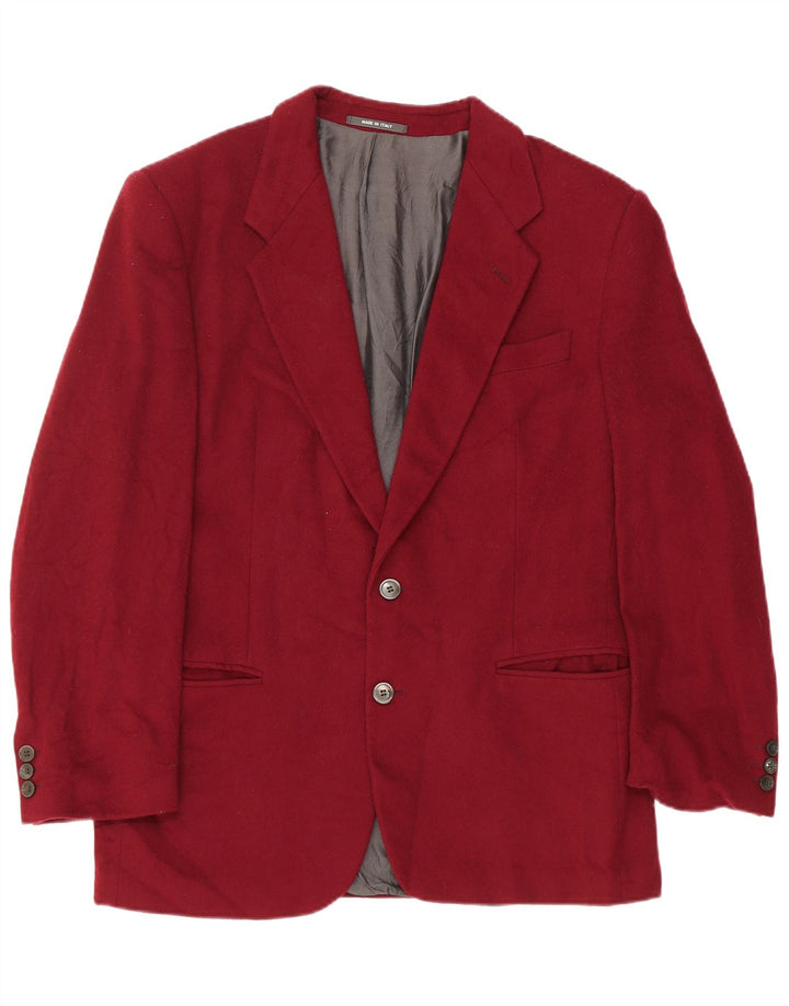 Lebole Chaqueta tipo blazer de 2 botones para hombre IT 48 Lana mediana burdeos