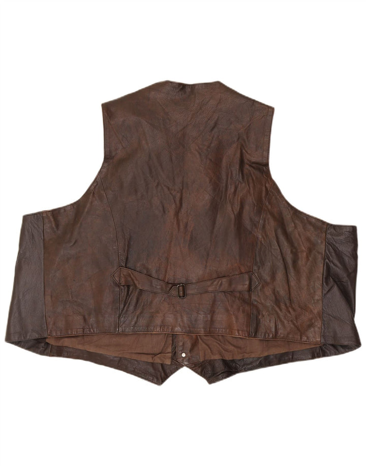 Chaleco de cuero vintage para hombre EU 62 6XL Marrón