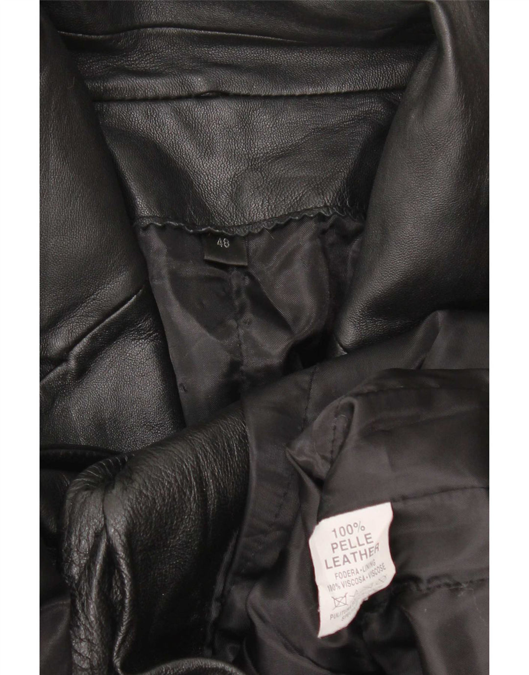 Abrigo de cuero vintage para mujer IT 48 XL Negro
