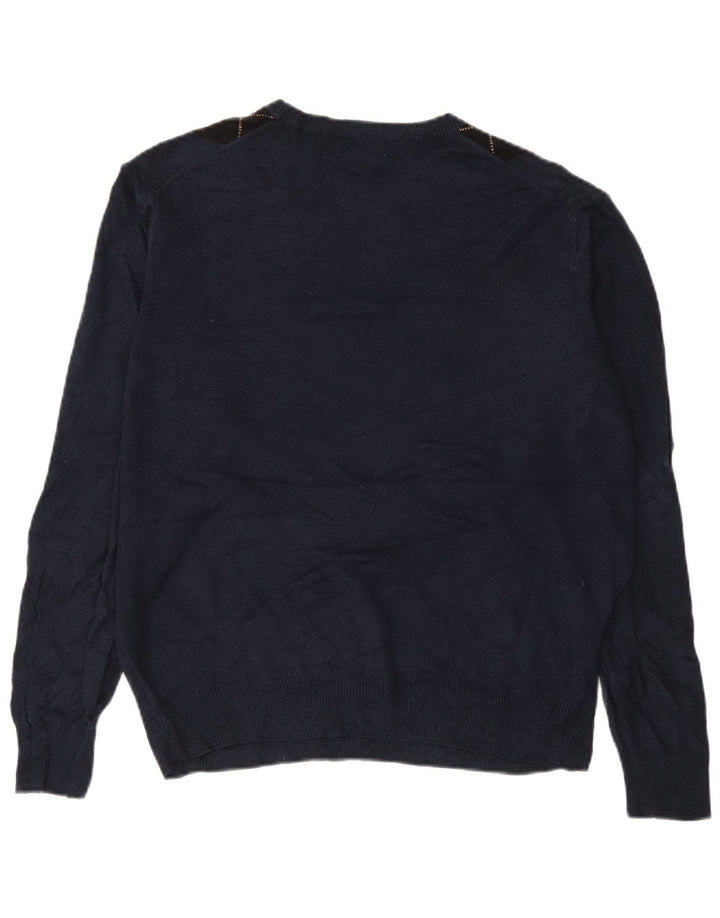 DOCKERS Jersey de cuello redondo para hombre, talla grande, azul marino, Argyle/Diamond