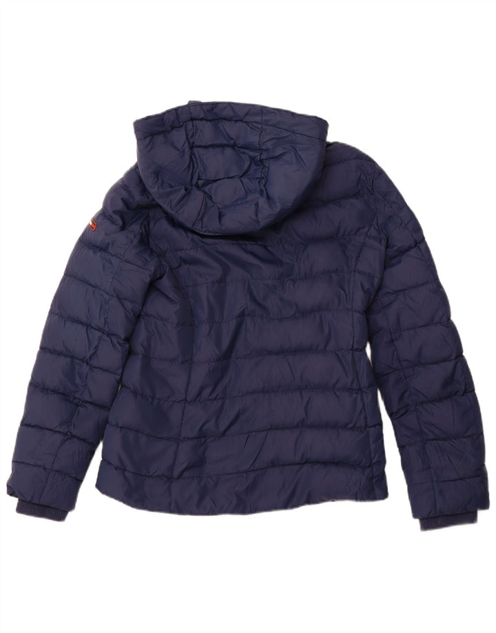 TOMMY HILFIGER Womens Hooded Padded Jacket UK 12 Medium Navy Blue