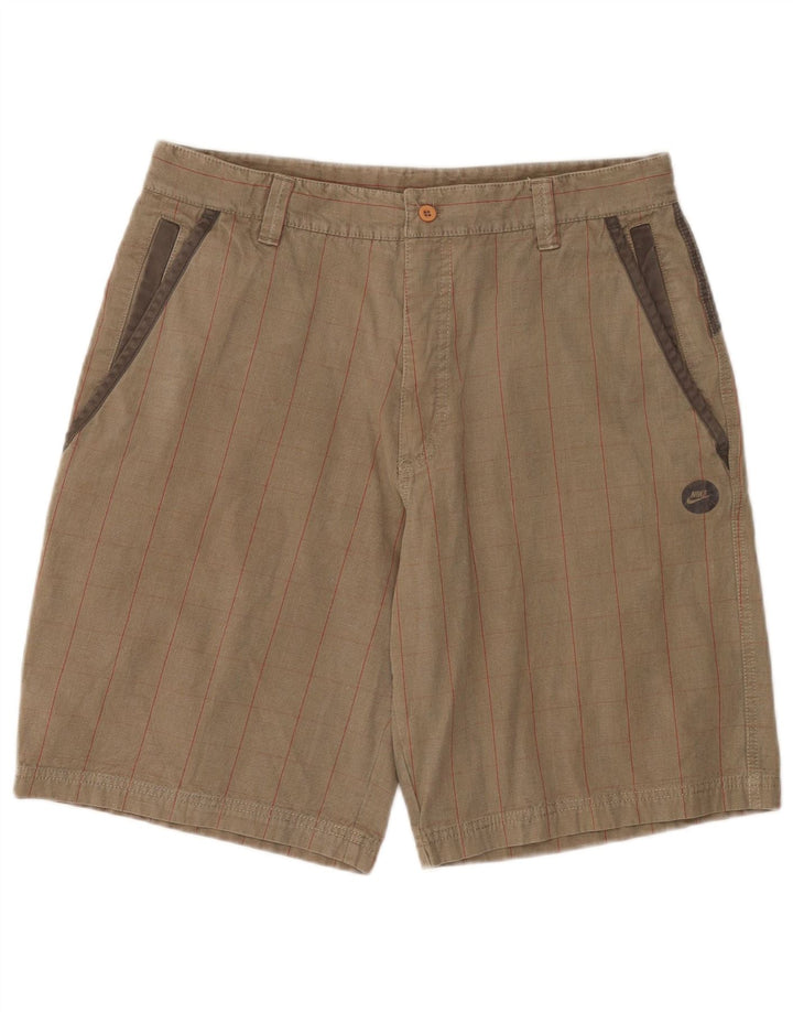Nike - Pantalones cortos tipo cargo para hombre, tamaño mediano, W32, algodón a cuadros beige