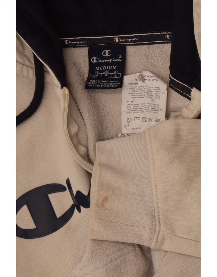 Champion Sudadera Con Capucha Y Cremallera Gráfica Para Hombre Algodón Mediano Blanco Roto