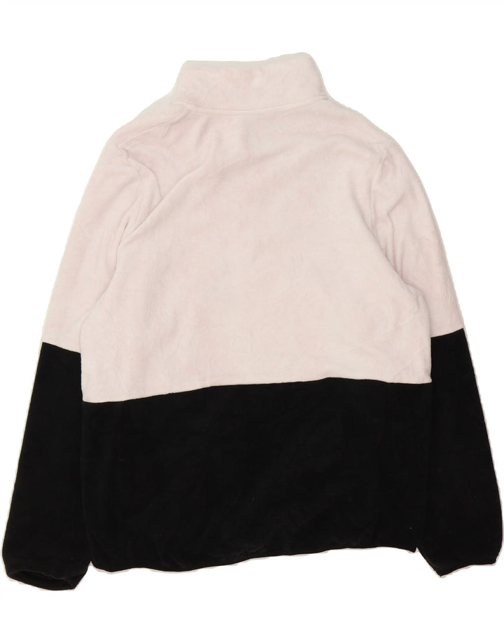 NIKE Womens Zip Neck Fleece Jumper UK 16 Large White Colourblock Polyester Vintage Nike and Second-Hand Nike from Messina Hembry 