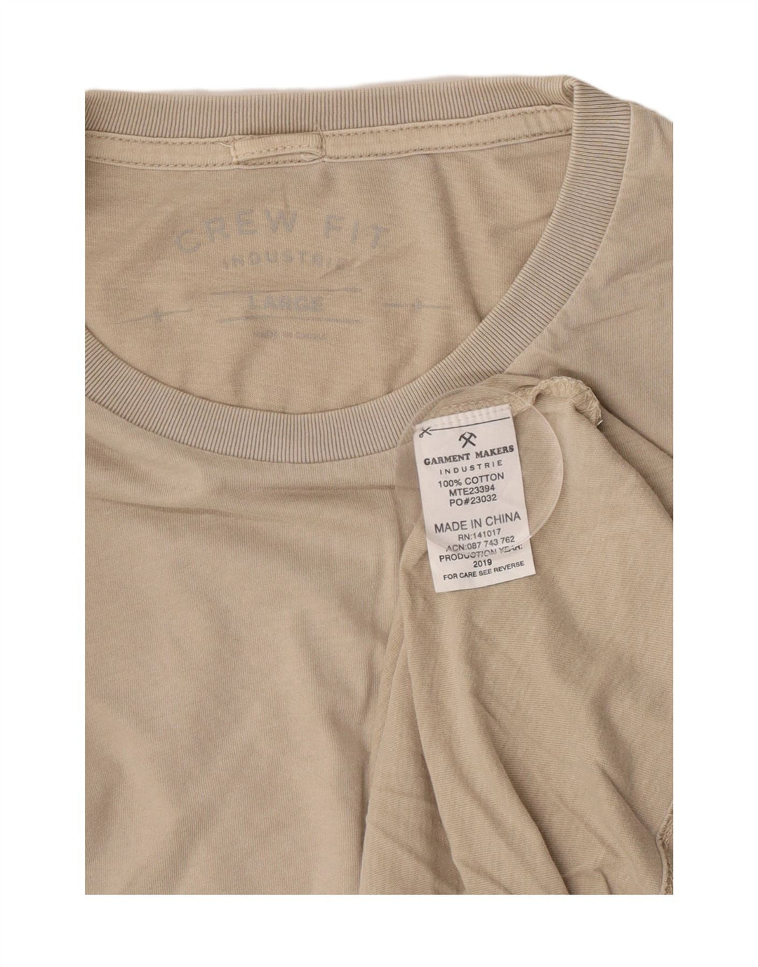 Vintage camiseta para hombre Top grande algodón beige