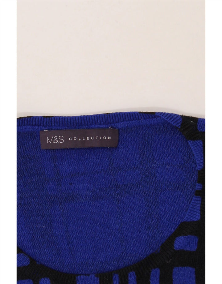 MARKS & SPENCER Womens Crew Neck Jumper Sweater UK 18 XL Blue Check Vintage Marks & Spencer and Second-Hand Marks & Spencer from Messina Hembry 
