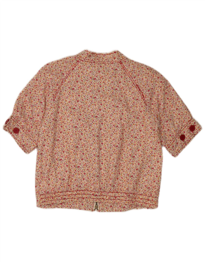 Vintage mujer crop bomber chaqueta Reino Unido 12 medio multicolor floral