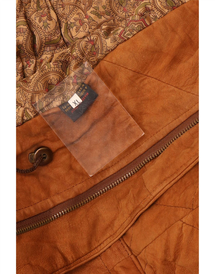 Vintage hombres ante chaqueta Reino Unido 42 XL cuero marrón