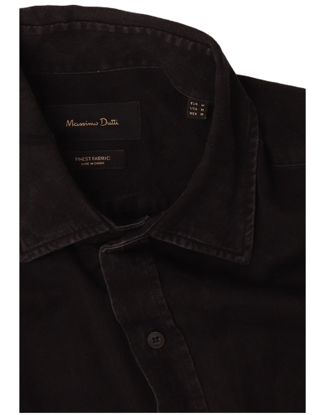 Camisa Massimo Dutti Hombre Denim Mediana Negro Algodón