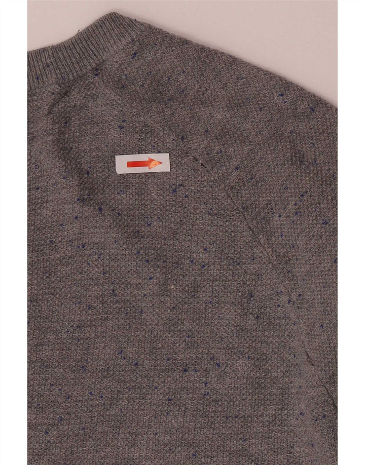 Zara Hombre Jersey Con Cuello Barco De Algodón Moteado Gris Medio