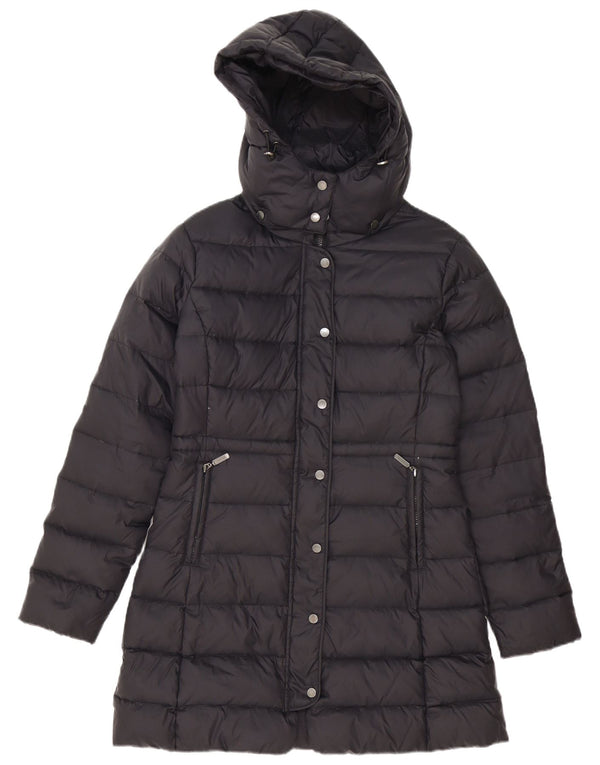 Benetton Mujer Abrigo Acolchado Con Capucha IT 44 Medium Negro Poliéster