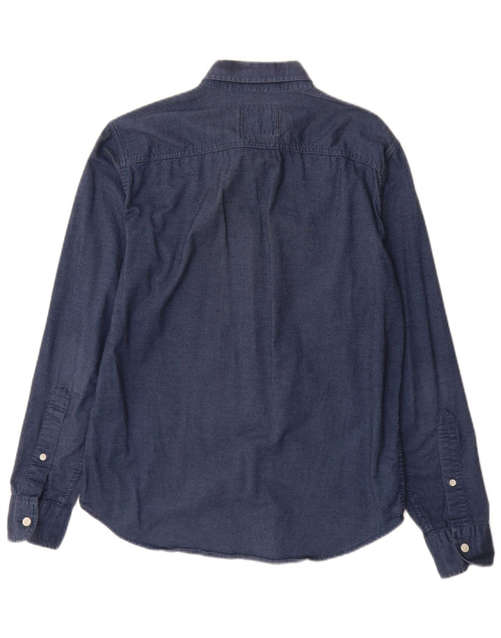 Camisa Hollister Hombre Pequeña Algodón Azul Marino