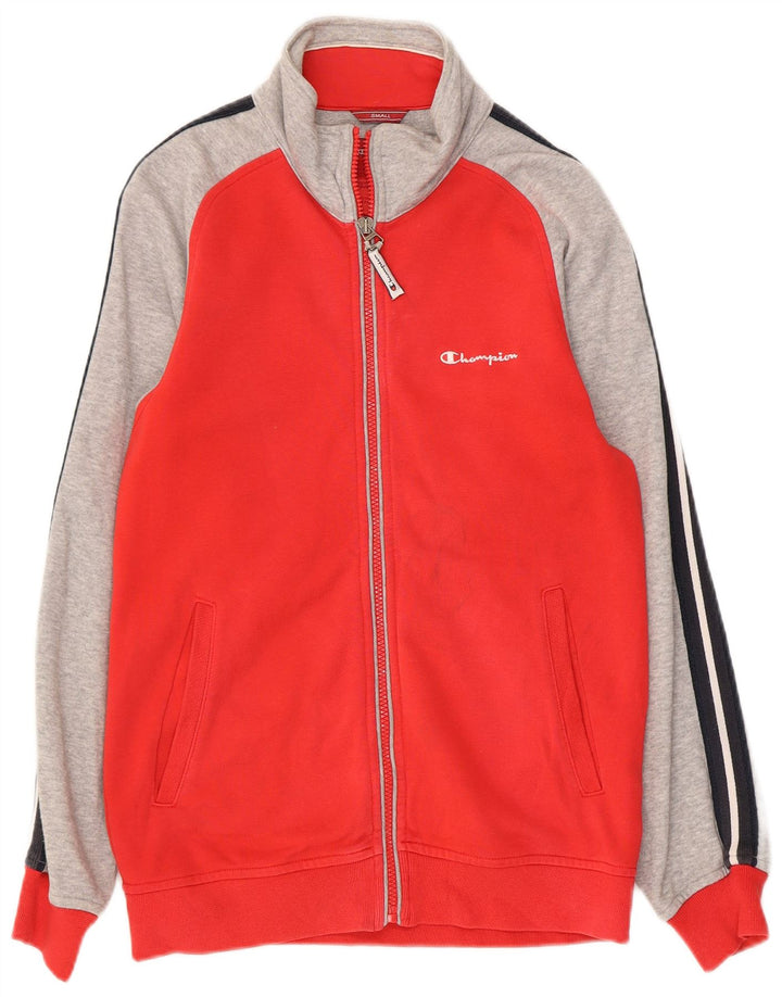 CHAMPION Hombre Chándal Top Chaqueta Pequeña Rojo Colorblock Algodón