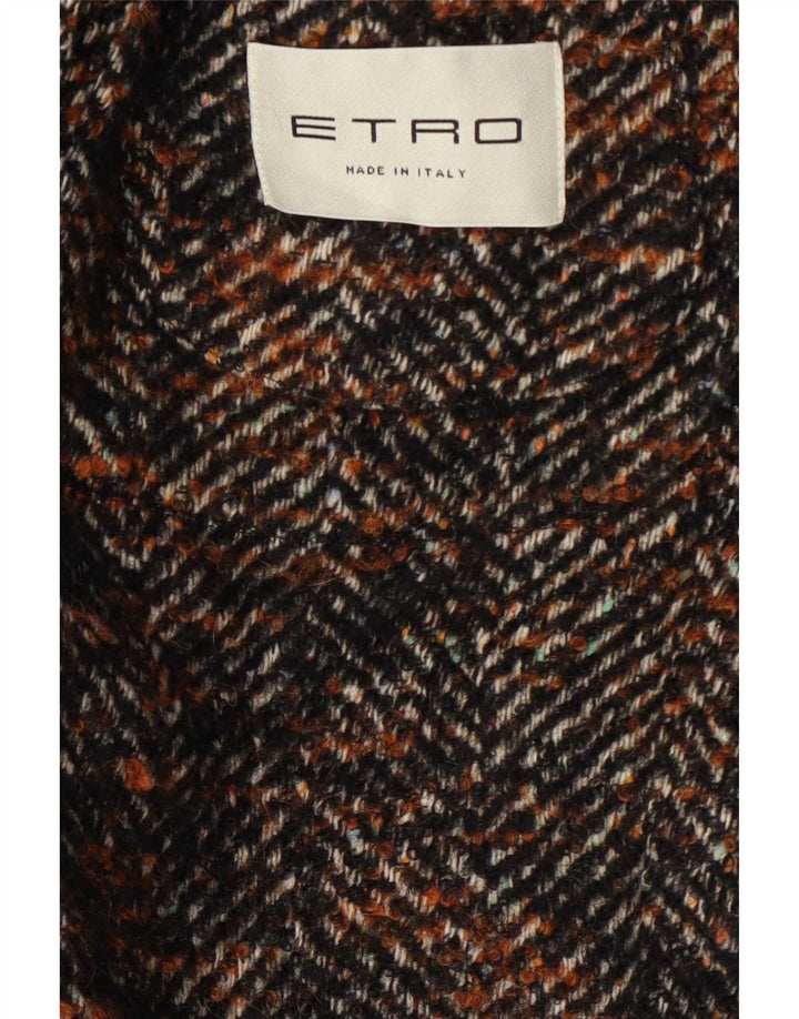 Abrigo para hombre Etro IT 52 XL Marrón Herringbone Lana Clásico