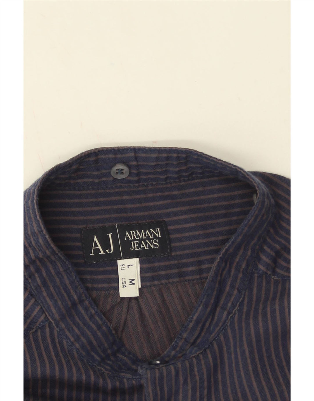 Armani Jeans Camisa para hombre grande azul marino a rayas
