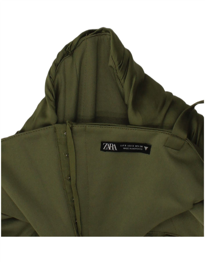 Zara Mujer Crop Corset Top Pequeño Caqui