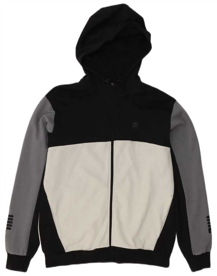 Fila Sudadera con capucha y cremallera para hombre, talla grande, color negro