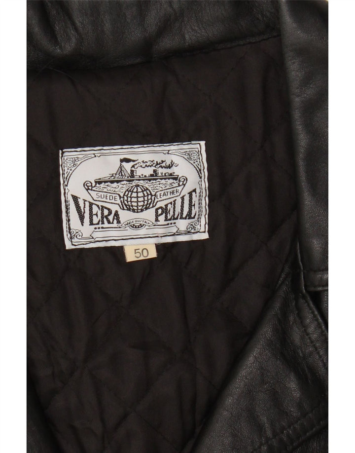 Vintage mujer 3 botones cuero Blazer chaqueta IT 50 XL cuero negro