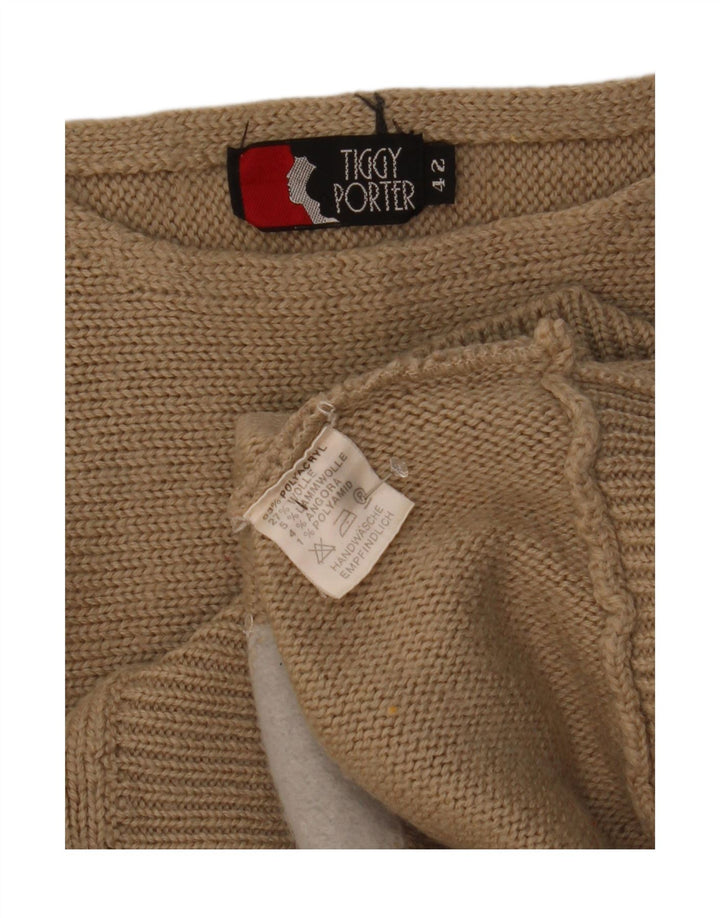 Vintage mujer gráfico barco cuello jersey suéter IT 42 marrón medio